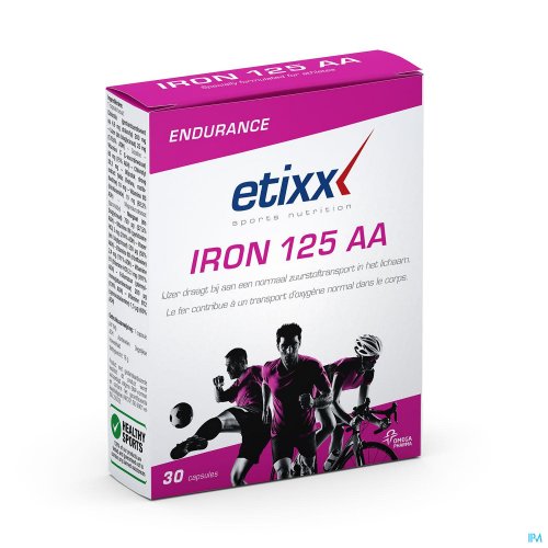 Iron 125 AA IJzer draagt bij aan een normaal zuurstoftransport in het lichaam.

Hooggedoseerd ijzerpreparaat in aminozuur-chelaatvorm voor betere absorptie
Bevat vitaminen en mineralen die bijdragen tot beter opname van ijzer
Minimaal risico op consti